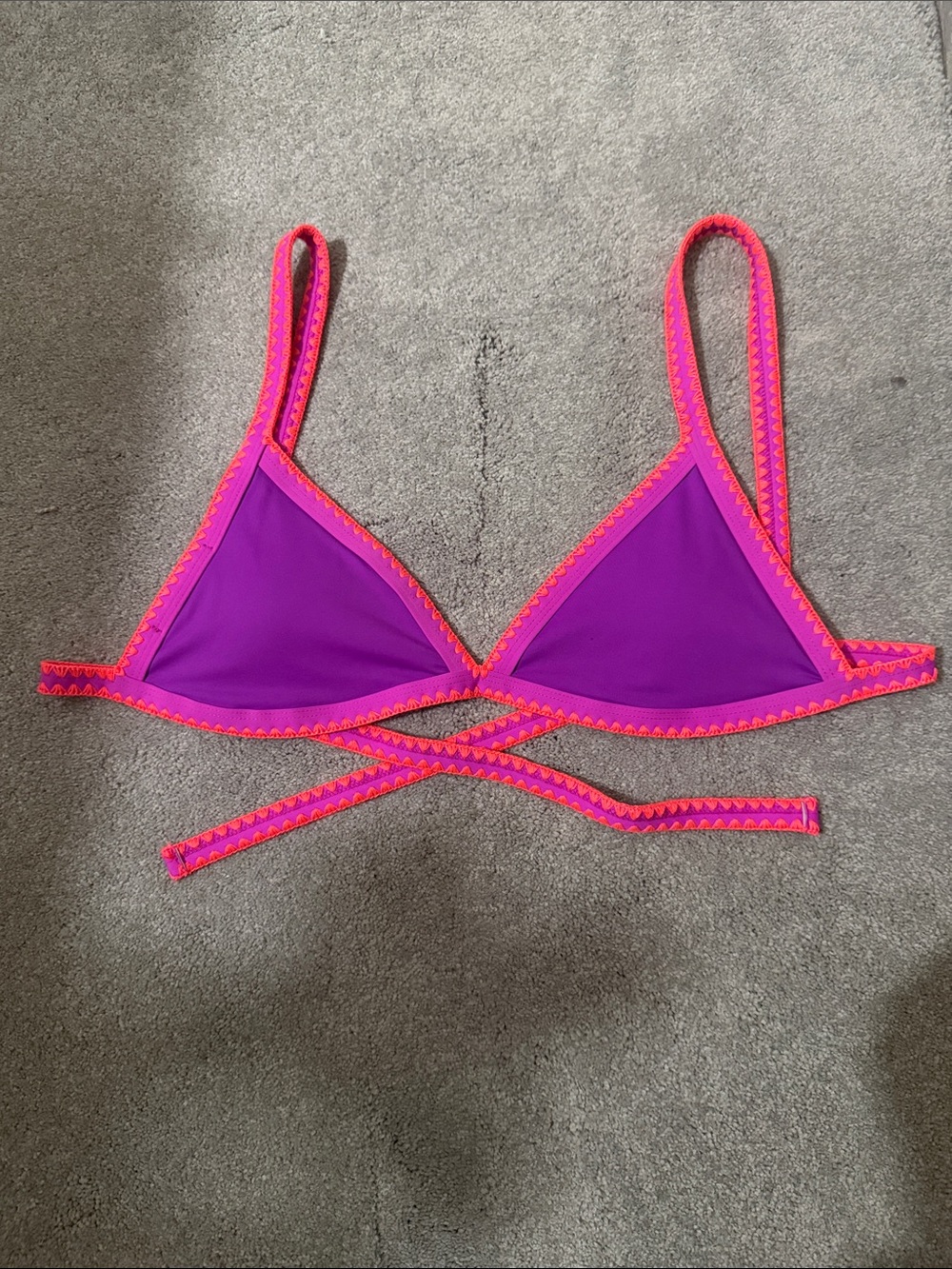 Zara Blue Tropical Print Triangle Bikini Top